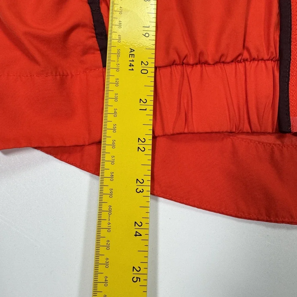 Nike Womens S Orange Maroon Hooded Full Zip Windbreaker Jacket Lightweight Logo
